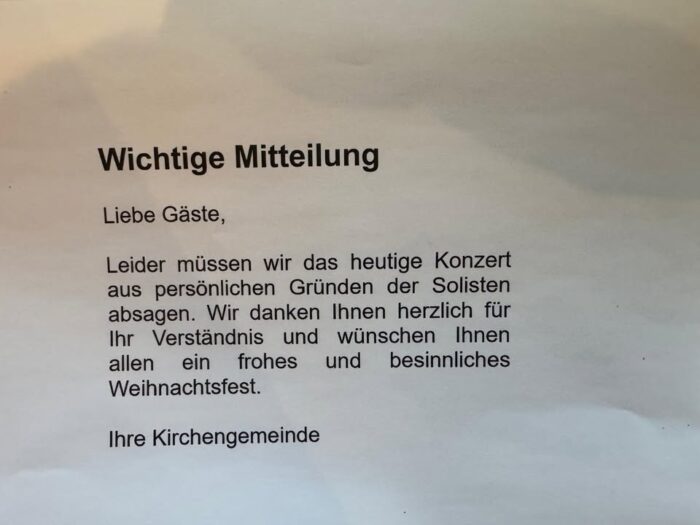 WICHTIG!!!!!! Das Konzert heute Abend fällt leider aus!
DANKE für Euer Verständnis. 🙏🙏