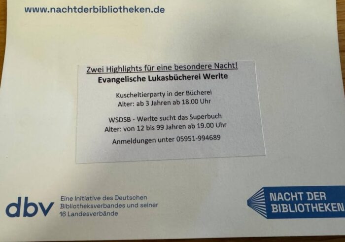 Lukas Bücherei Werlte

#nachtderbibliotheken

📍am 04.04.2025